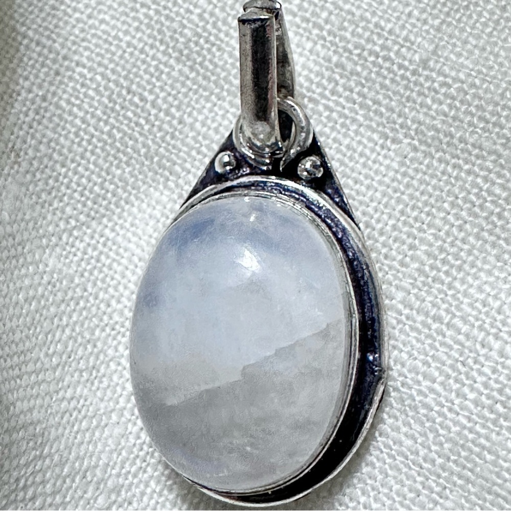 Artisan Handcrafted Jewelry Rainbow Moonstone Oval Pendant - Art to Wear